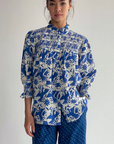 FINAL SALE NIMO WITH LOVE Petunia Blouse Mexican Bird Blue