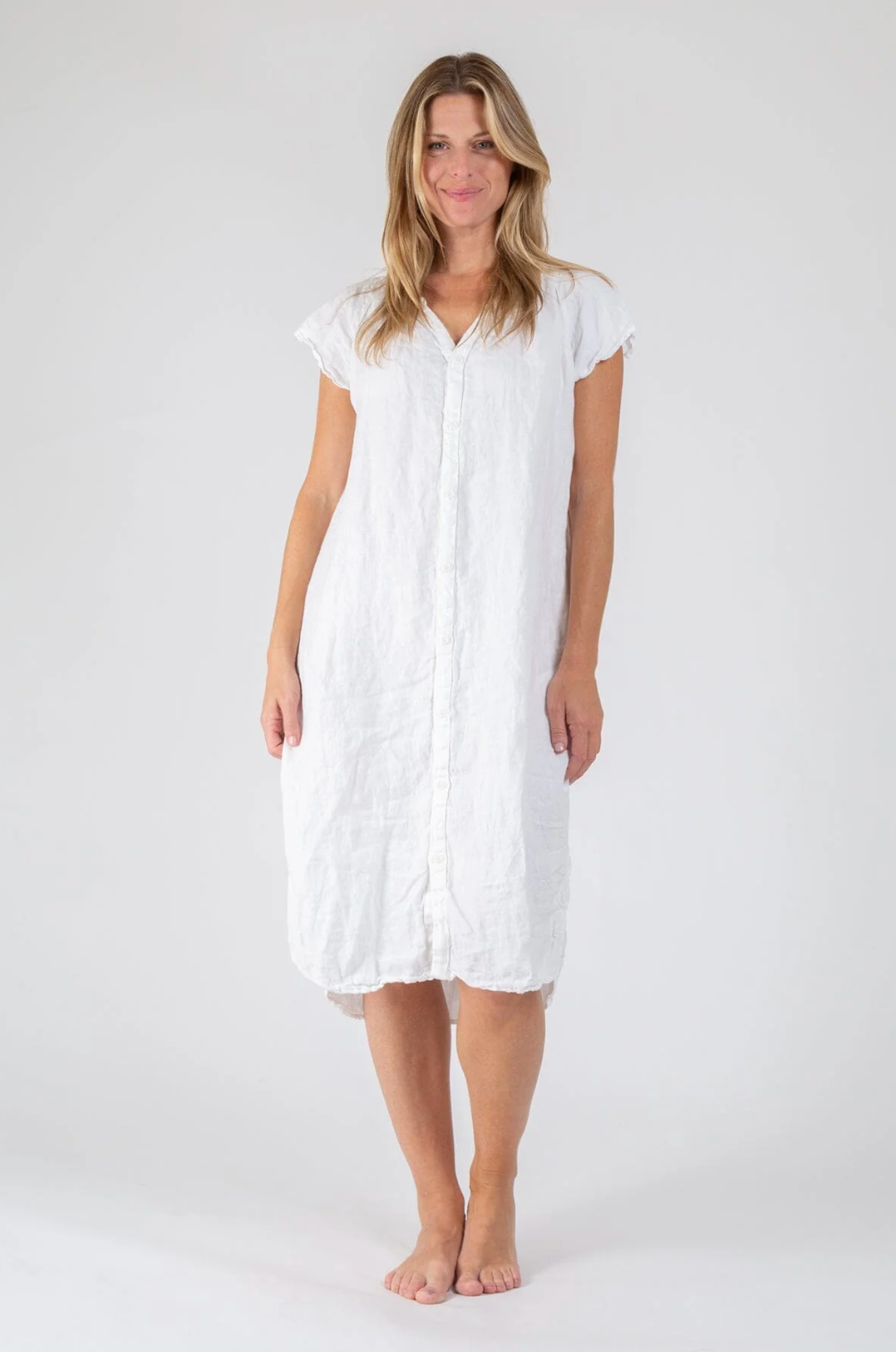 CP SHADES Lucille Dress White Linen Twill