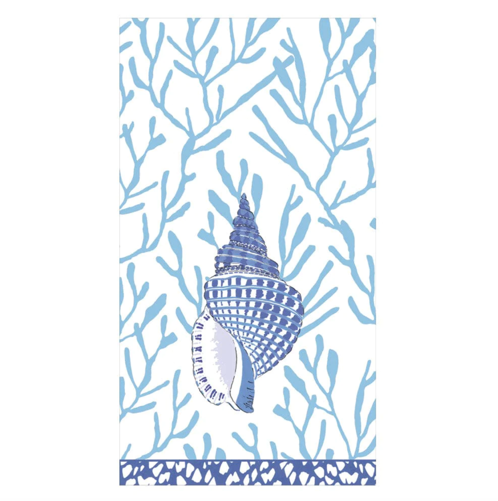 Shell Toile Blue Guest Towel