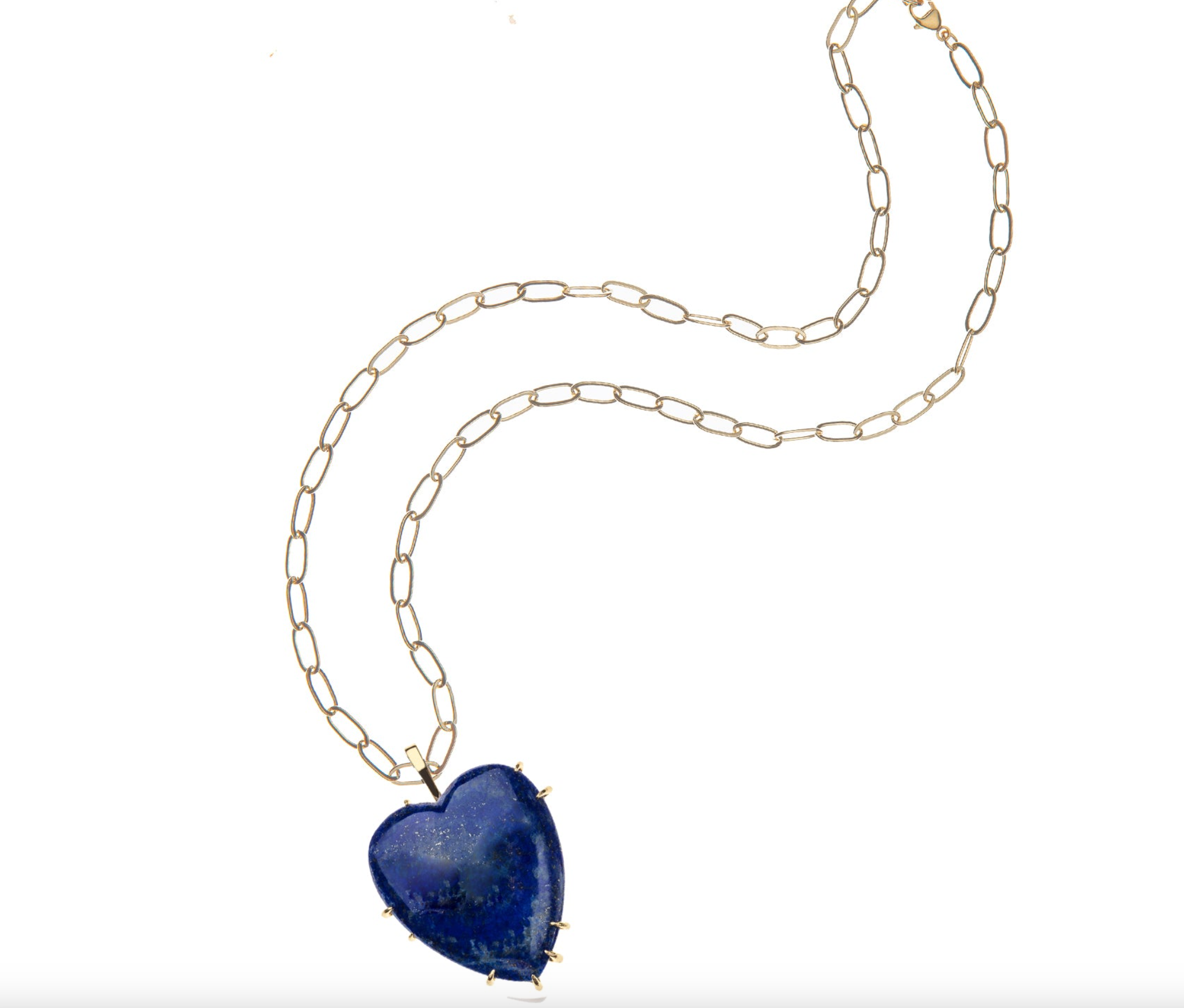 JANE WIN LOVE Carry Your Heart Pendant in Lapis with 18&quot; Drawn Link Chain