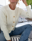 MAREA Classic Cable Knit Cardigan Ivory