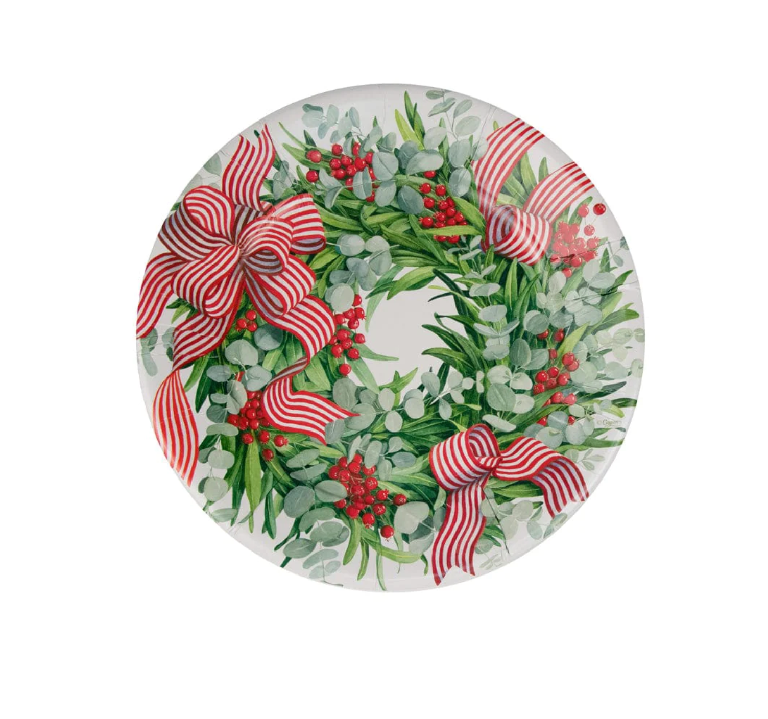 Ribbon Stripe Wreath Dinner Plates