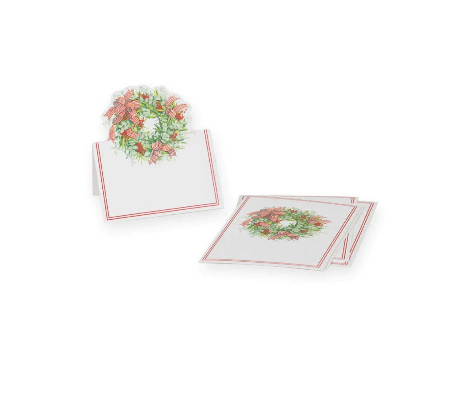 Ribbon Stripe Wreath Die-Cut Place Cards - 8 Per Package