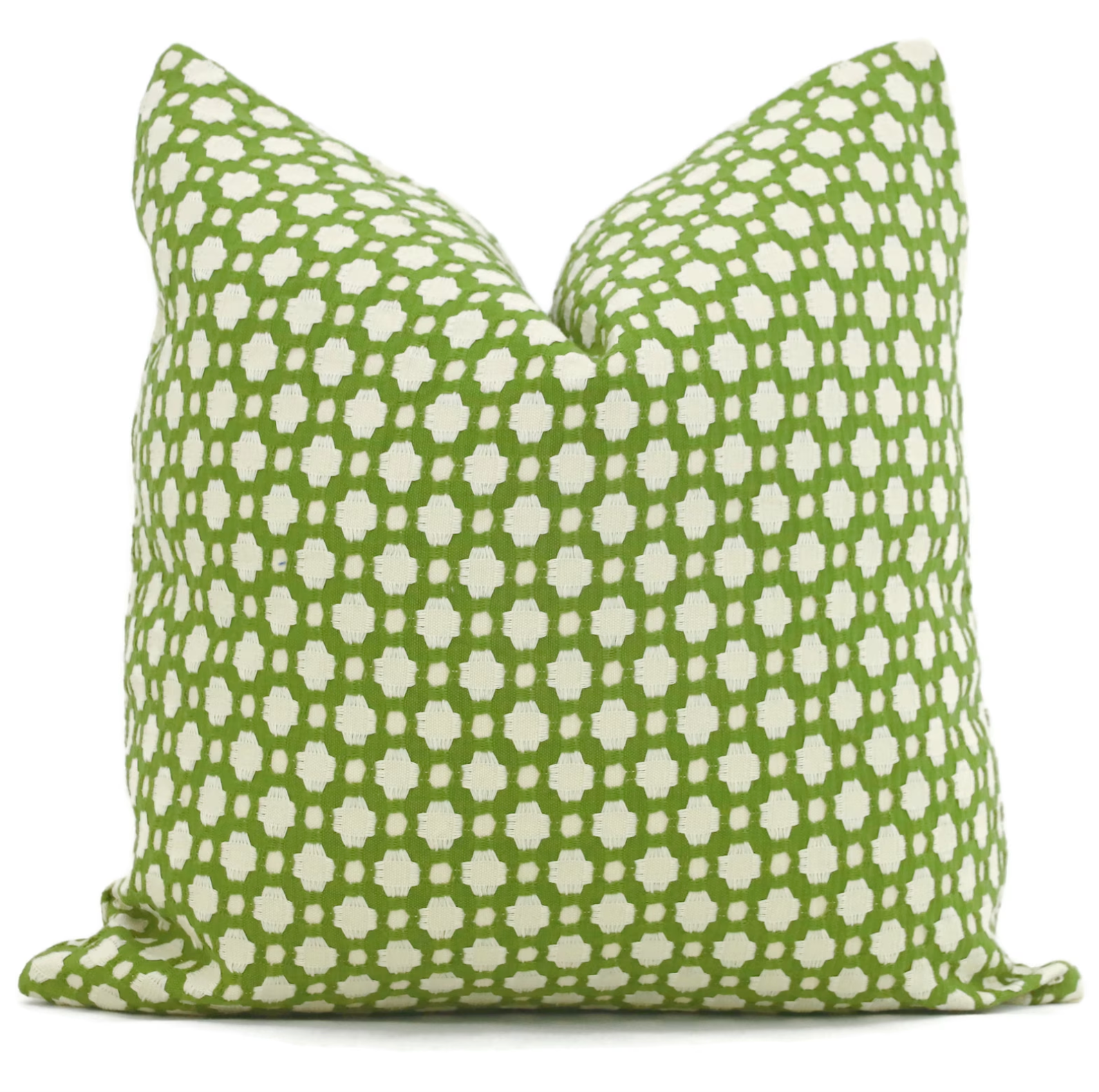 Schumacher Betwixt Leaf Green Pillow Cover w/ Ivory Linen on Reverse 26x26