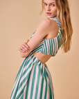 HUNTER BELL Kathleen Dress Emerald Stripe