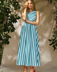 HUNTER BELL Kathleen Dress Emerald Stripe