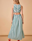 HUNTER BELL Kathleen Dress Emerald Stripe