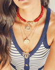 JANE WIN Double Layer Coral Necklace