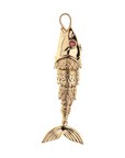 JANE WIN Strong JW Fish Charm w/ 18" Drawn Link Chain