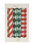 Festive Stripe Table Candles-Set/6