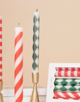 Festive Stripe Table Candles-Set/6