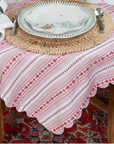 JULISKA Villa Stripe 52" Square Tablecloth - Ruby