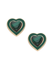 JANE WIN LOVE Petite Heart Earrings Malachite