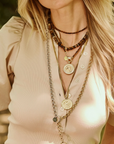 JANE WIN Gumdrop Beaded Necklace Tiger's Eye