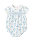 Little Explorer Short Sleeve Smocked Bubble Blue
