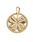 JANE WIN LUCKY Clover Cutout Pendant Coin w/16-18" Rolo Chain
