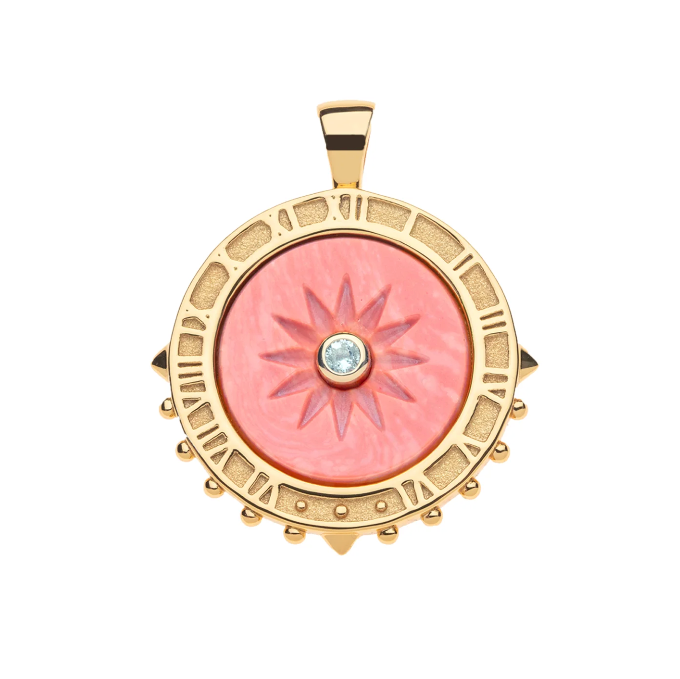 JANE WIN FOREVER La Vie En Soleil Carved Coral Stone Pendant