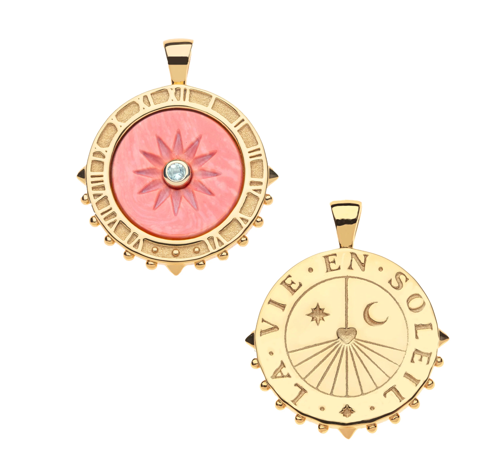 JANE WIN FOREVER La Vie En Soleil Carved Coral Stone Pendant