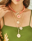 JANE WIN FOREVER La Vie En Soleil Carved Coral Stone Pendant