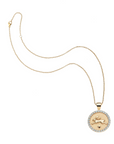 JANE WIN LUCKY Rabbit JW Small Embellished Pendant Coin w/ 16-18" Classic Rolo Chain
