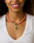 JANE WIN Gumdrop Beaded Necklace in Coral