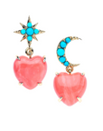 JANE WIN LOVE You To the Moon and Stars Earrings in Coral