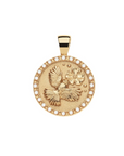 JANE WIN JOY Chickadee Small Embellished Pendant Coin w/ 16-18" Classic Rolo Chain