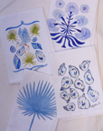 Blue Coastal Life Print White Flour Sack Towel