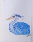 Blue Heron Print on White Flour Sack Towel