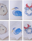 Blue Heron Print on White Flour Sack Towel