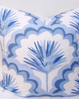 Lace and Fronds Grey/Blue Pillow Cover With Welt