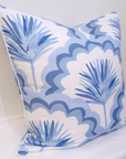 Lace and Fronds Grey/Blue Pillow Cover With Welt