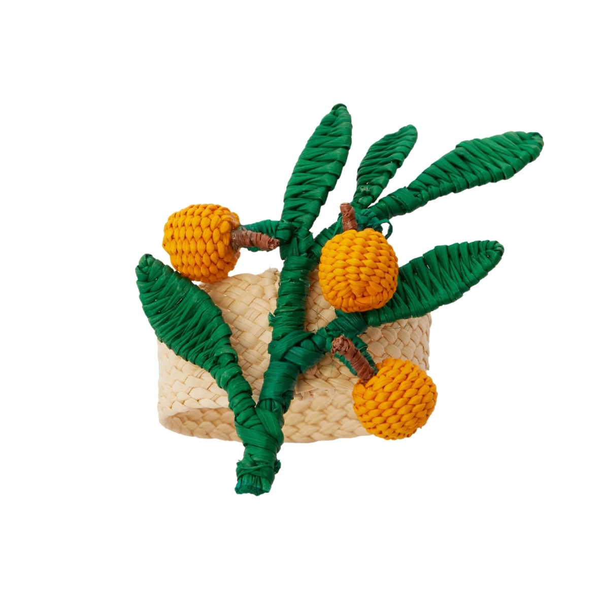Orange Branch Napkin Ring- Set/4