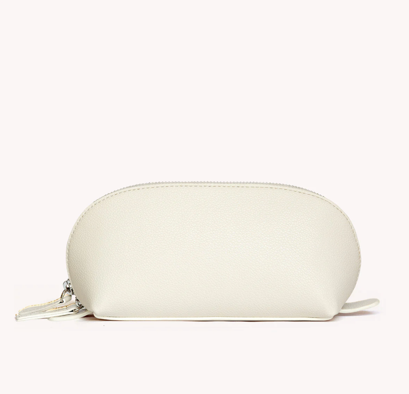 Vegan Leather Domed Pouch Small Cream