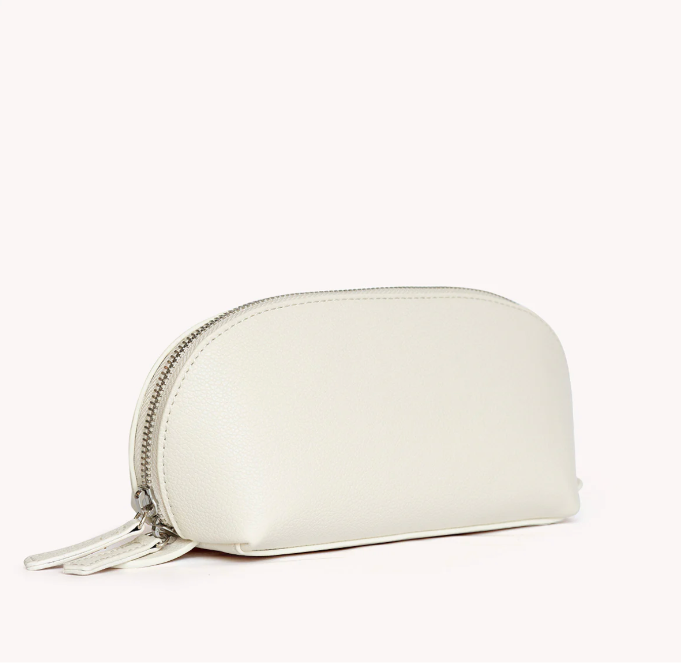 Vegan Leather Domed Pouch Small Cream