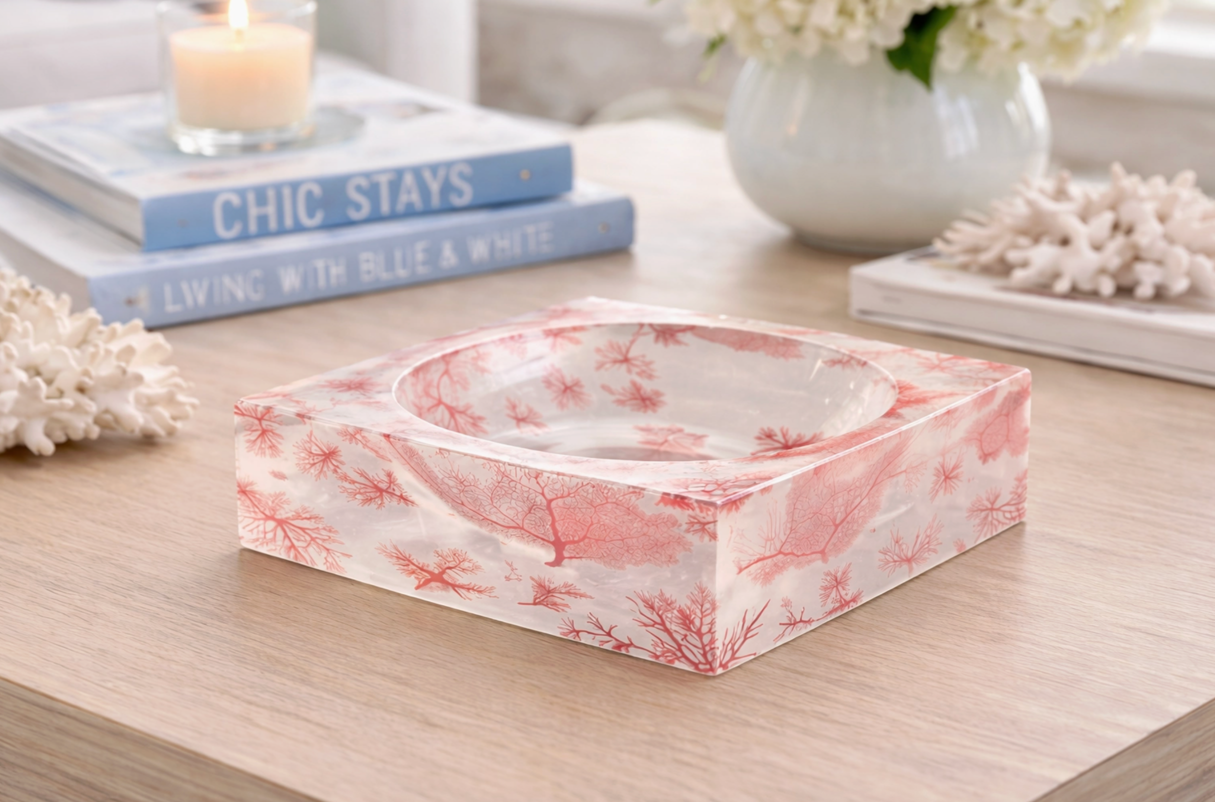 Aura Coral Acrylic Bowl
