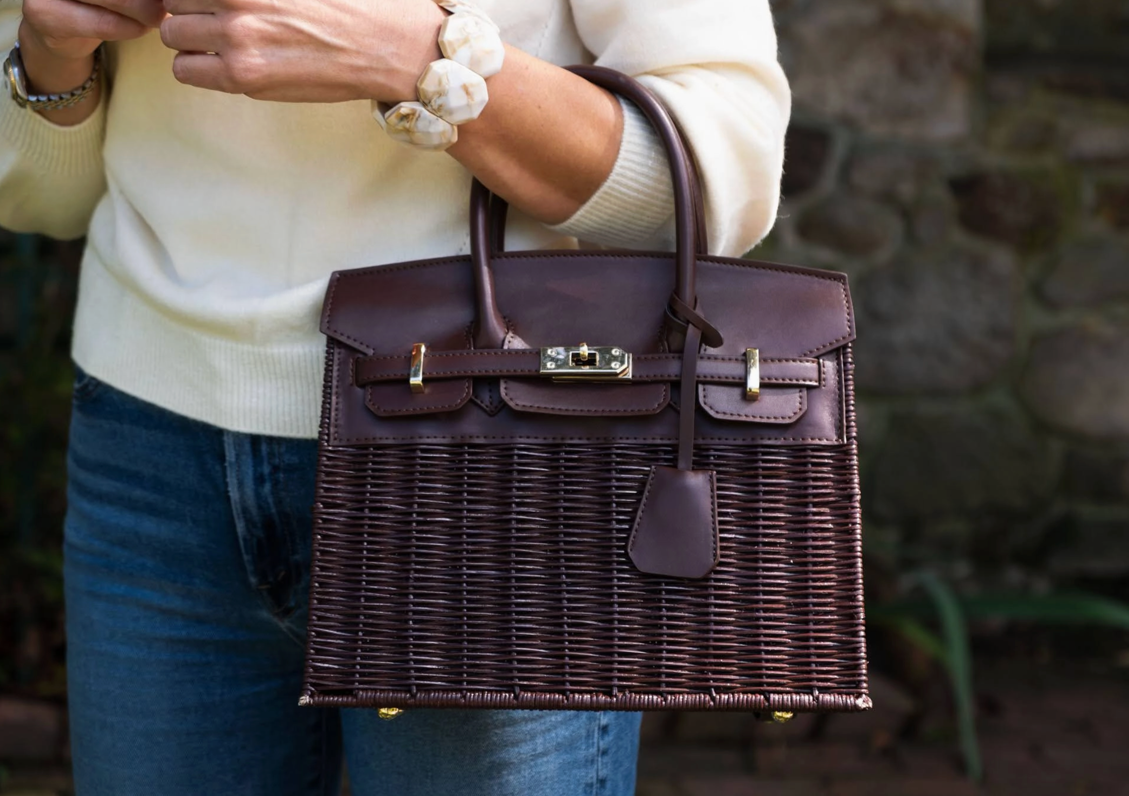 Margot Wicker Handbag Chocolate