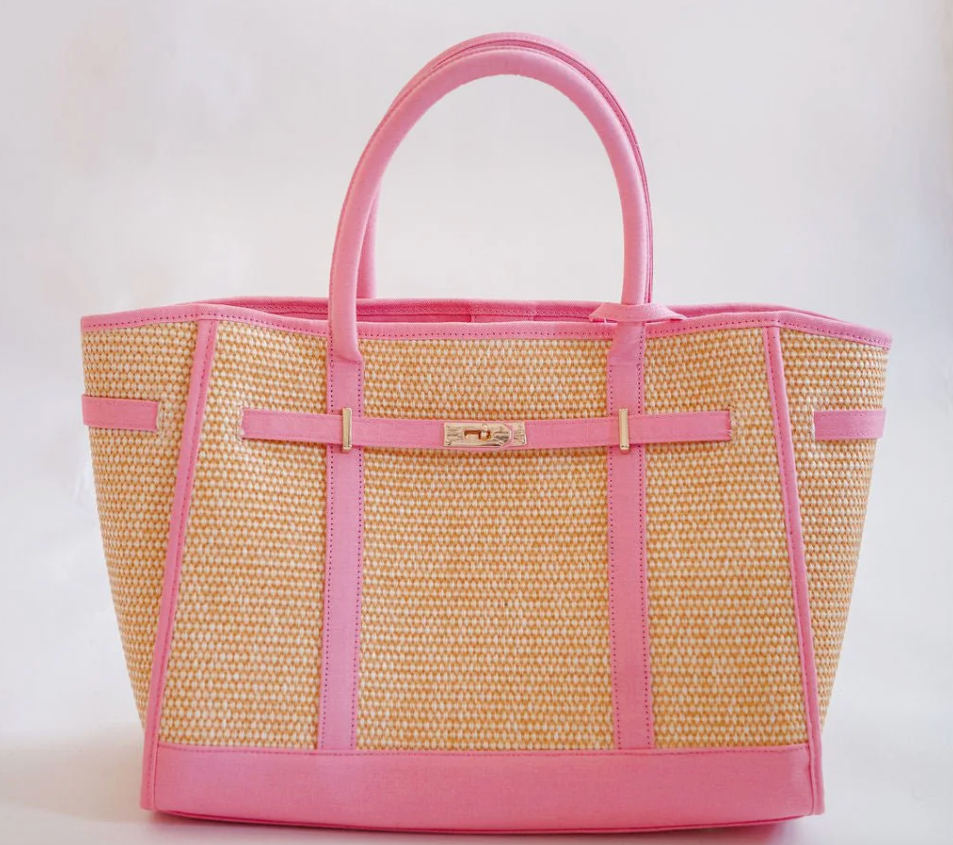Spencer Raffia Tote Bag Pink
