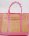 Spencer Raffia Tote Bag Pink