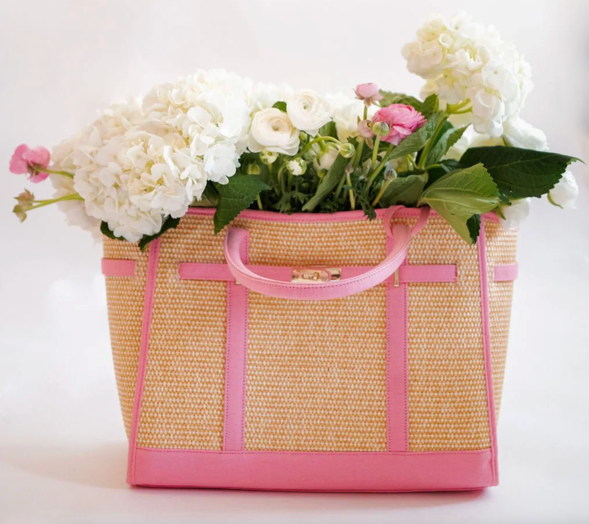 Spencer Raffia Tote Bag Pink