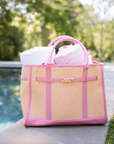 Spencer Raffia Tote Bag Pink
