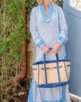 Spencer Raffia Tote Bag Navy