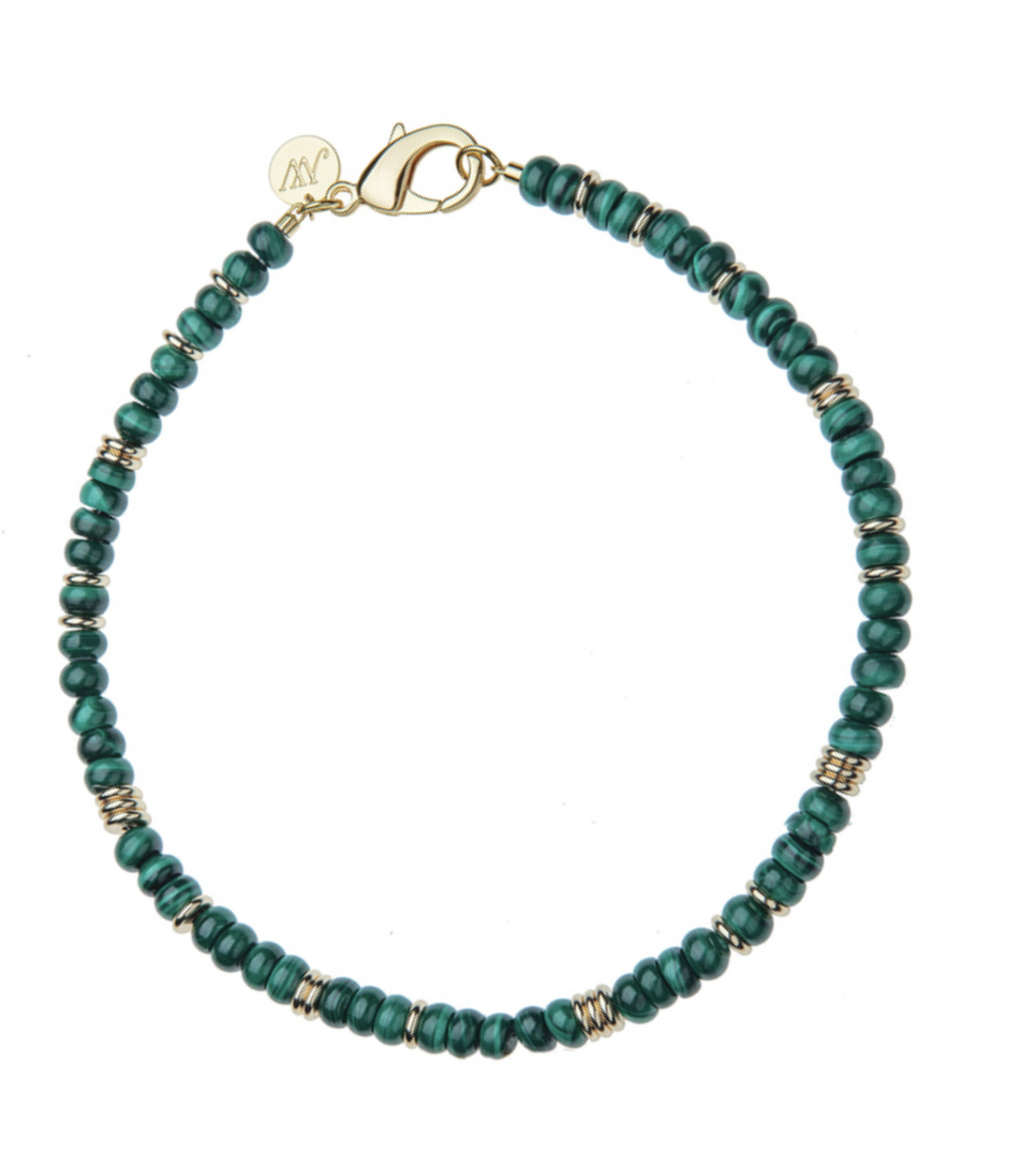 JANE WIN Malachite Gumdrop Beaded Necklace