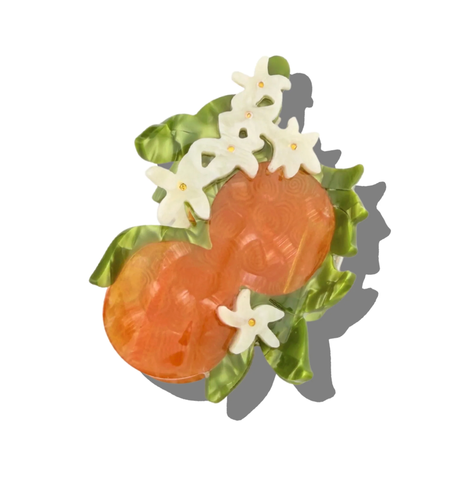 Hand-painted Orange Blossom Claw Hair Clip