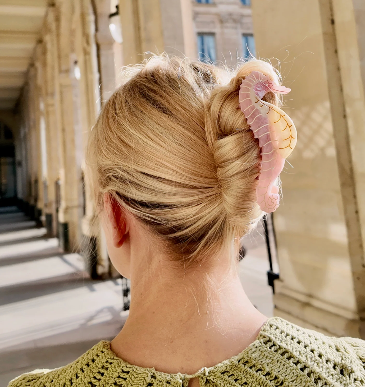 Hand-Painted Seahorse Claw Hair Clip