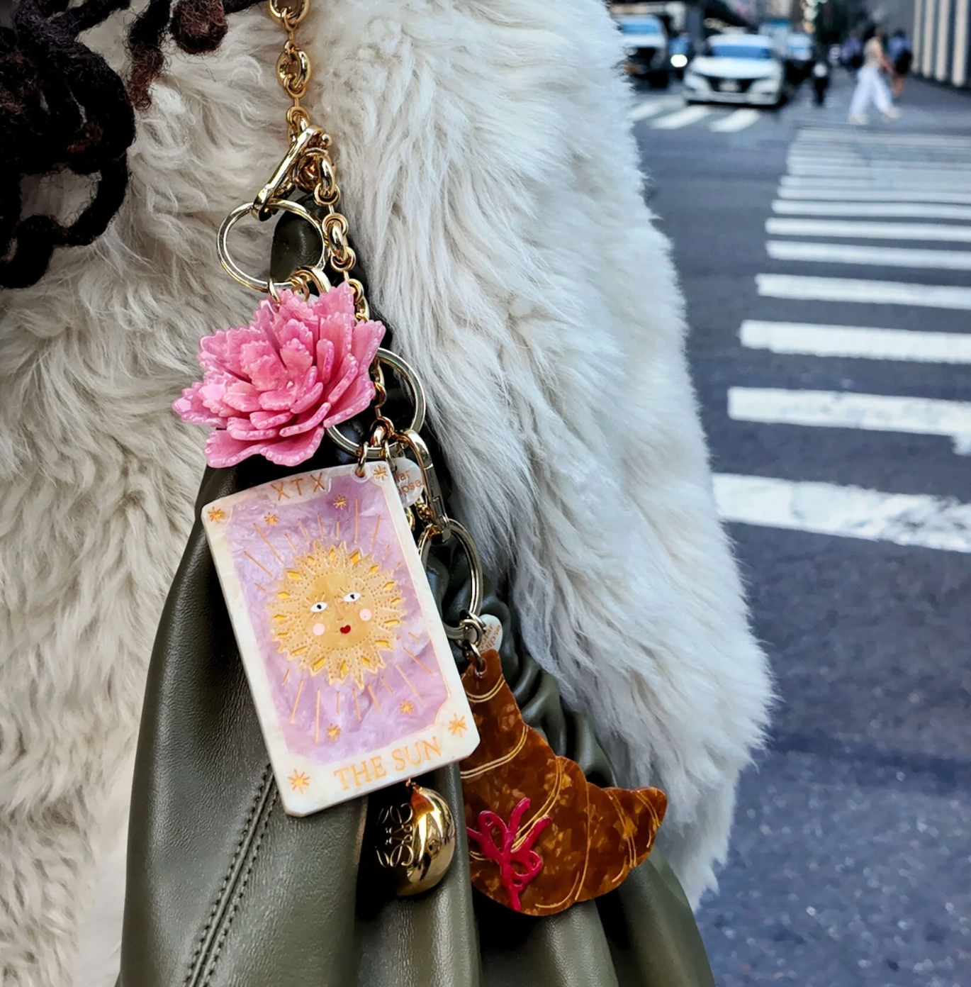 Hand-painted Sun Tarot Card Bag Charm + Keychain