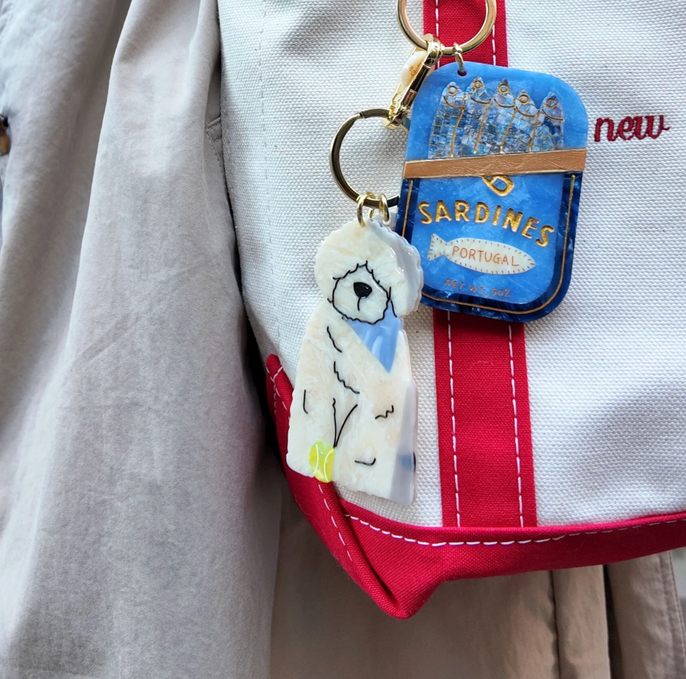 Hand-painted Sardines Bag Charm + Keychain