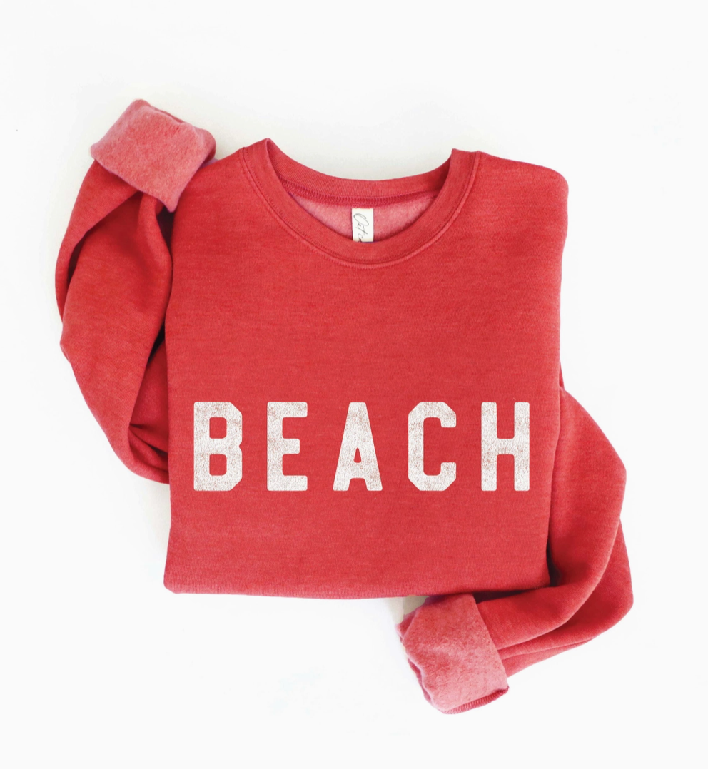 Beach Sweatshirt Red Heather