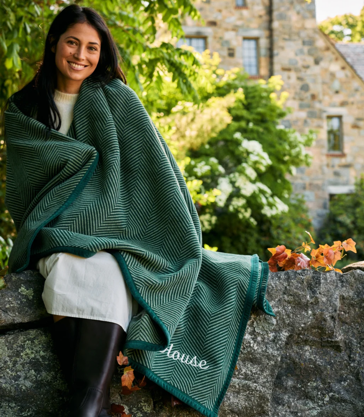 CHAPPYWRAP Harborview Herringbone Forest Green Blanket