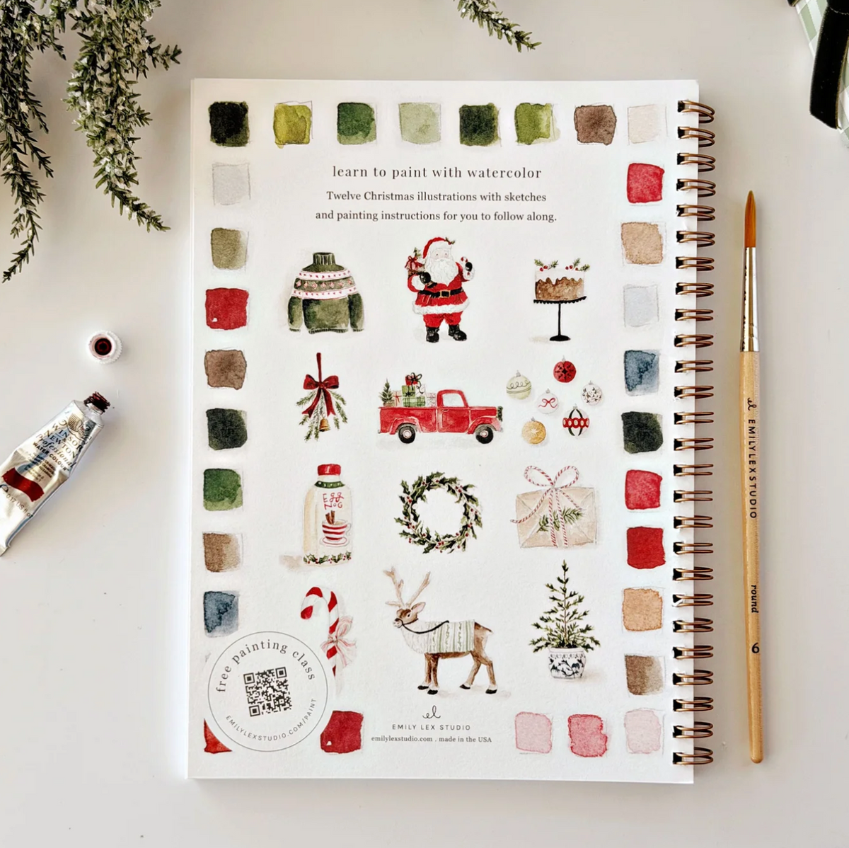 Classic Christmas Watercolor Workbook